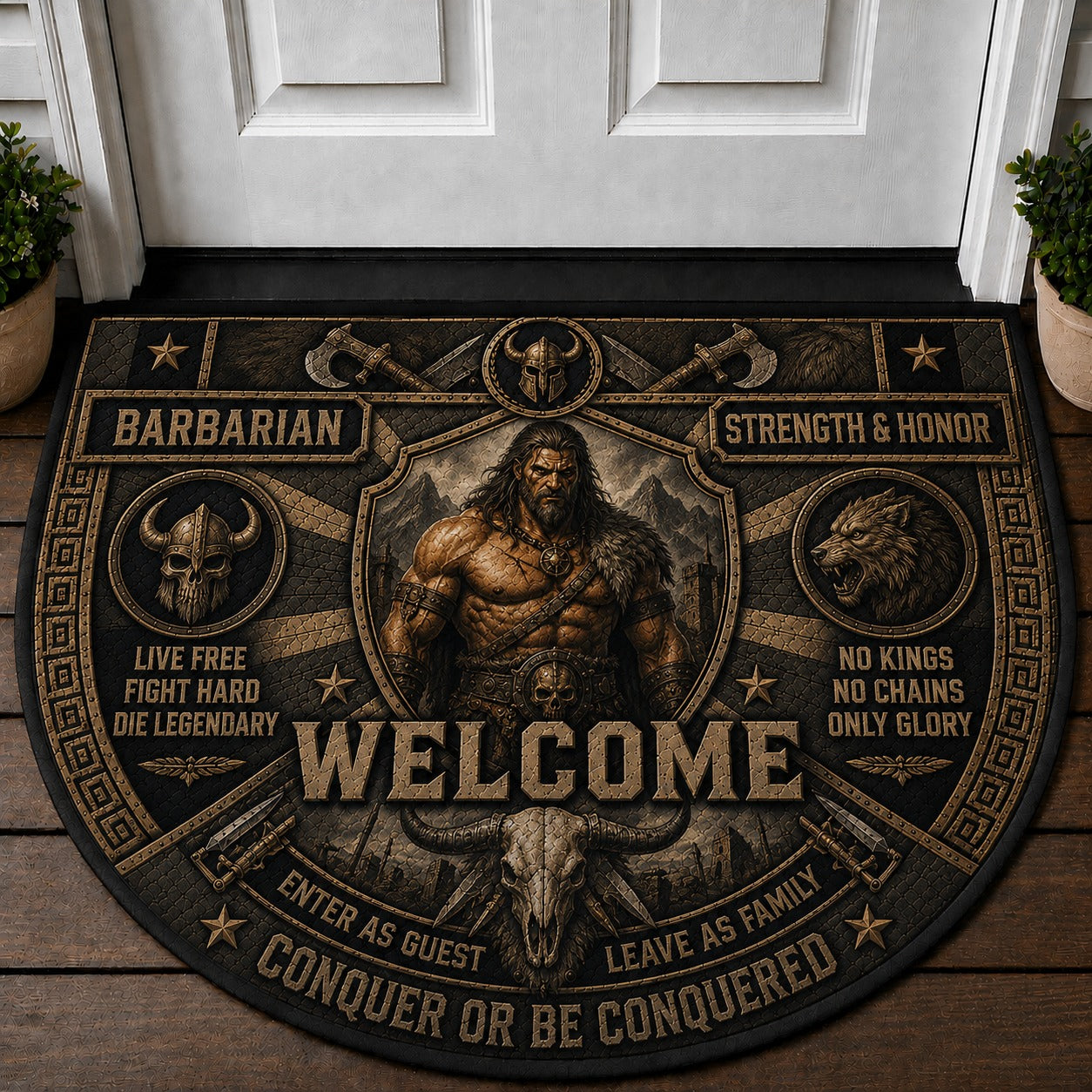 Knight Templar Welcome Mat – "Protect This House" Crusader Cross Doormat - 5to9vibe