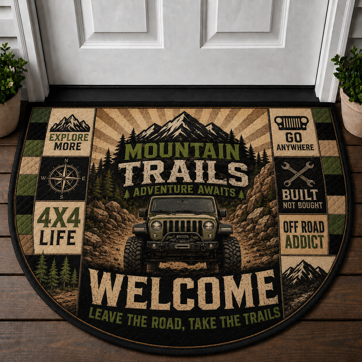 Jeep Trail Rated Welcome Mat - 4x4 Off Road Mud Outdoor Doormat - 5to9vibe