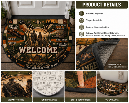 Hunting Camp Outdoor Adventures Quilted Print Premium Welcome Mat – Personalized Doormat