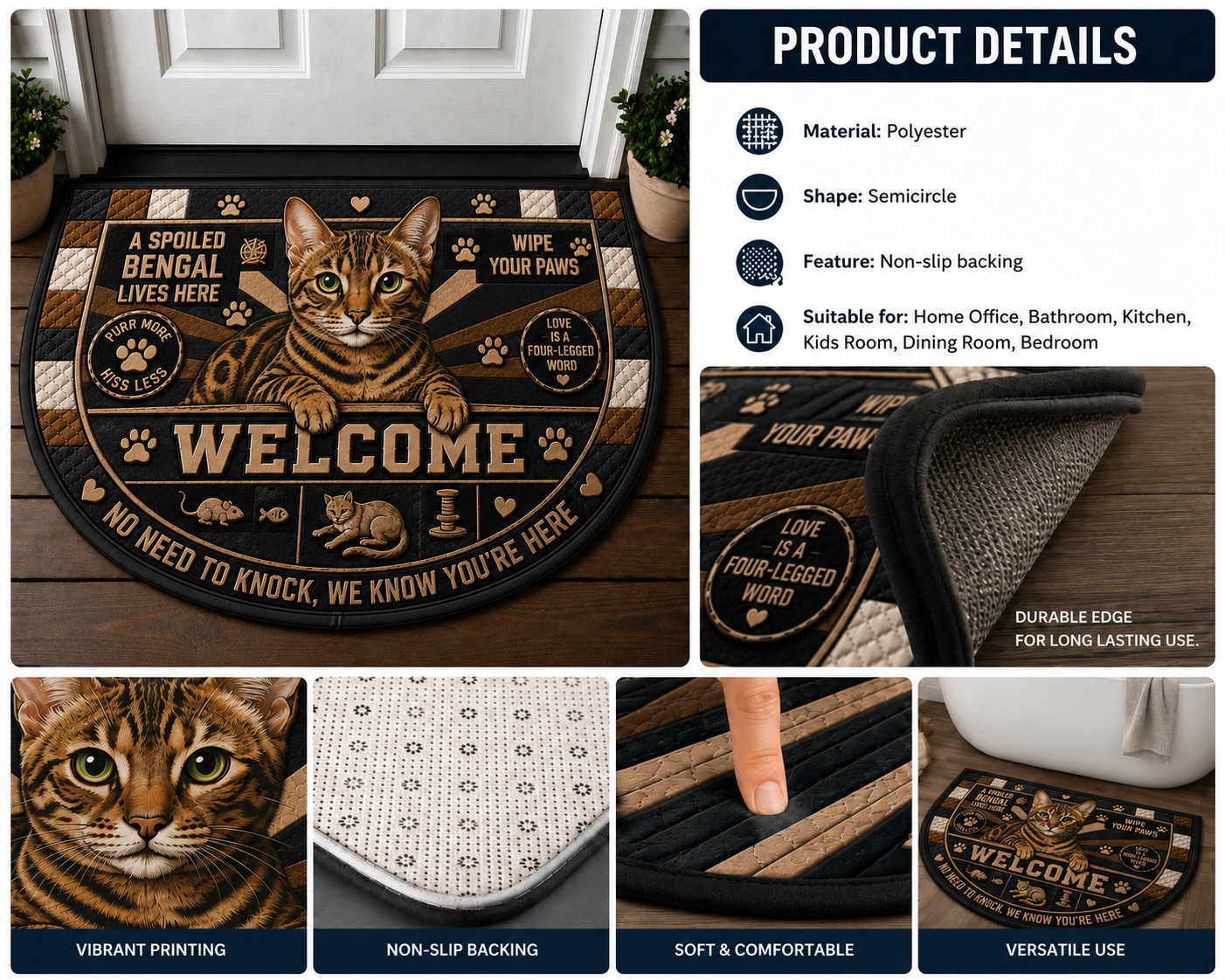 Tabbies Welcome Doormat - People Tolerated Tabby Cat Welcome Mat - 5to9vibe