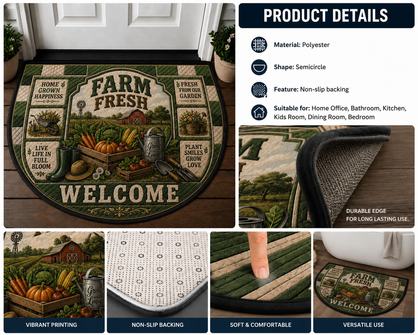 Grow Your Own Fresh Vegetables Doormat - From Seed To Table Garden Welcome Mat - 5to9vibe