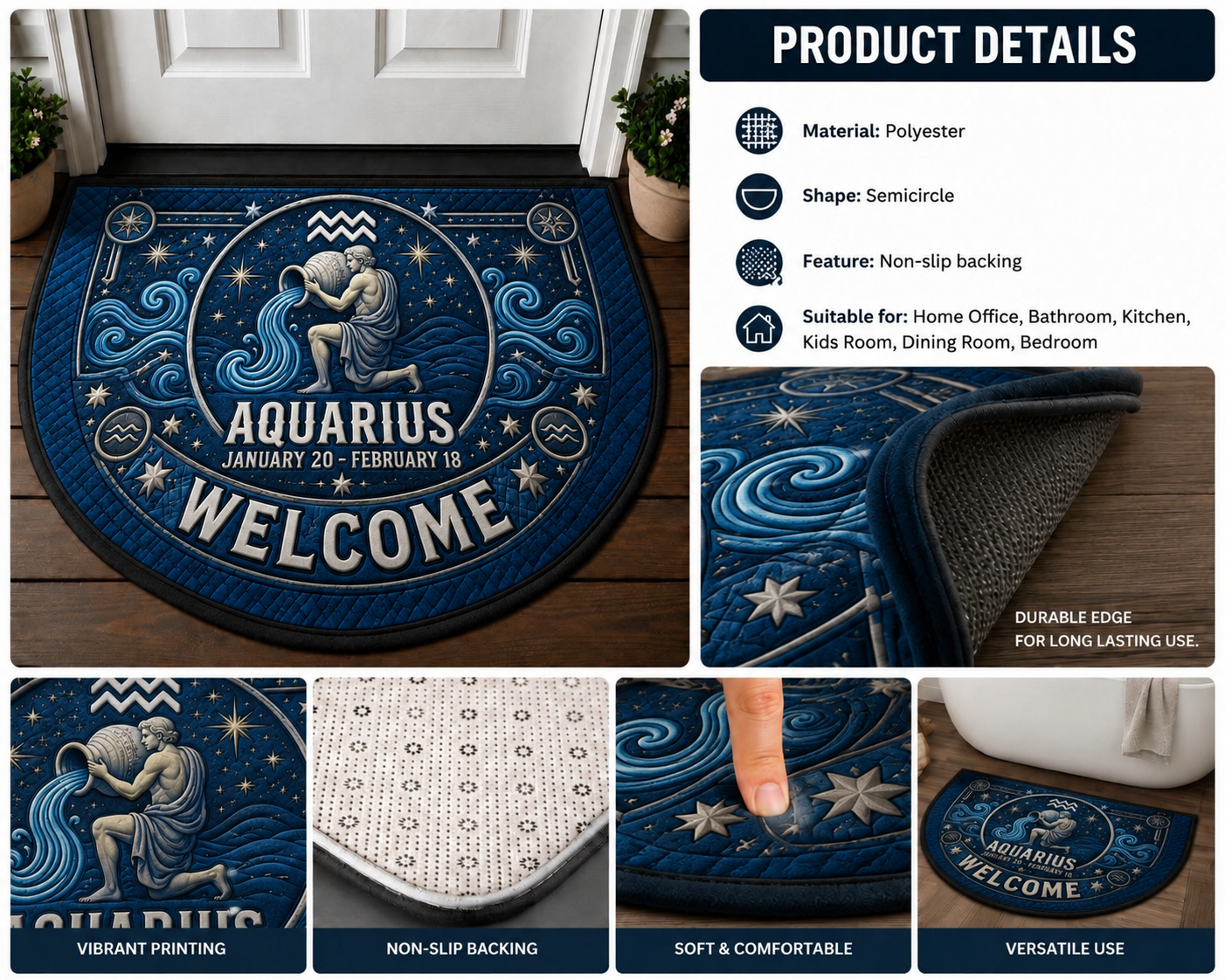 Capricorn Zodiac Welcome Mat - Sea-Goat Astrology Earth Sign Doormat - 5to9vibe