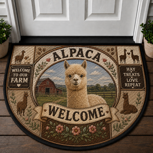 Welcome To Our Farm Alpaca Doormat - Hay Treats Love Repeat Farmhouse Welcome Mat - 5to9vibe