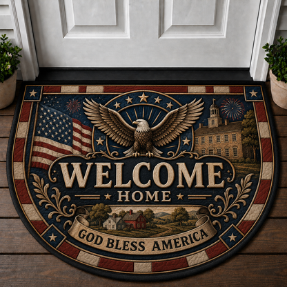 Home Of The Brave Welcome Mat - Patriotic American Pride Doormat - 5to9vibe