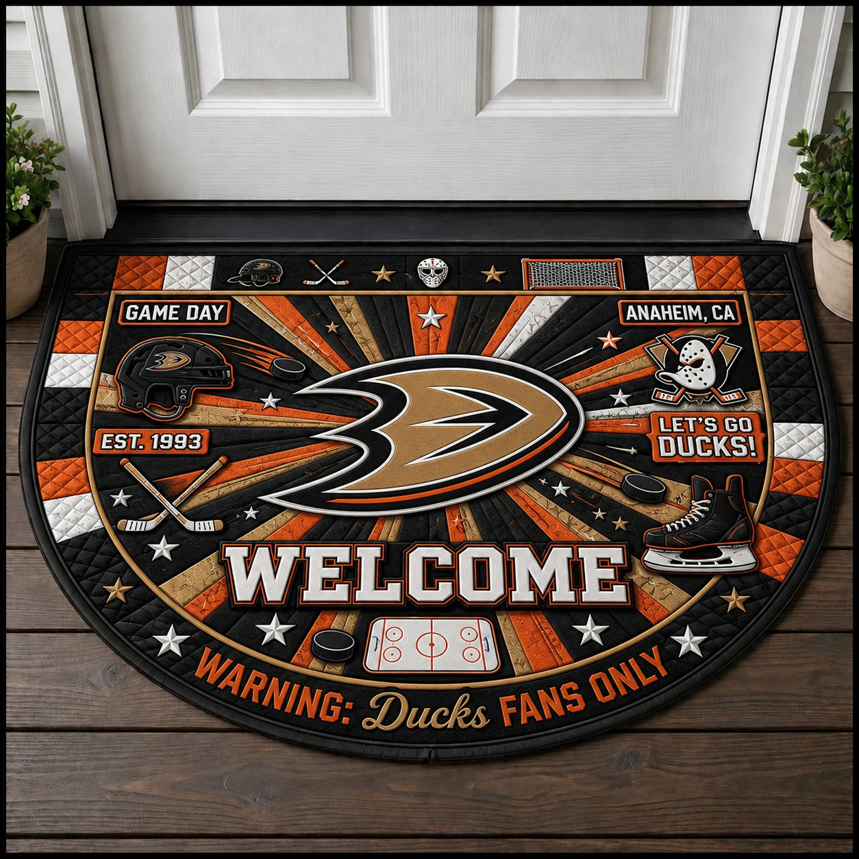 Hockey All Teams Custom Quilted Print Premium Welcome Mat – Personalized Baseball Doormat
