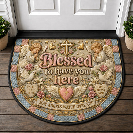 Blessed To Have You Here Doormat - Religious Angel & Doves Welcome Mat - 5to9vibe