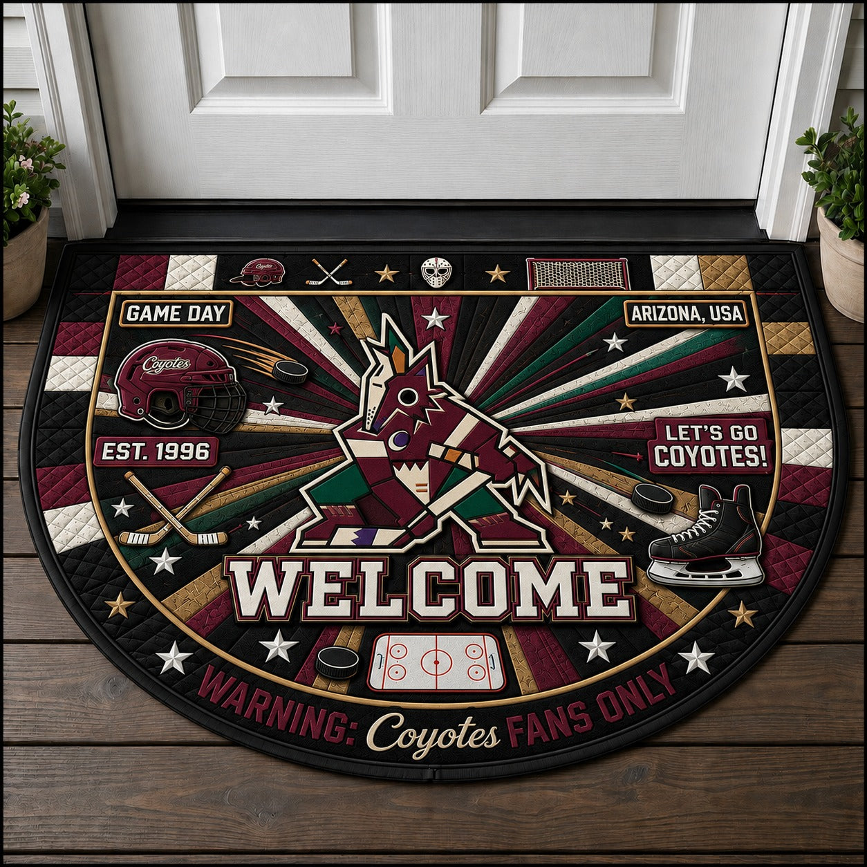 Hockey All Teams Custom Quilted Print Premium Welcome Mat – Personalized Baseball Doormat
