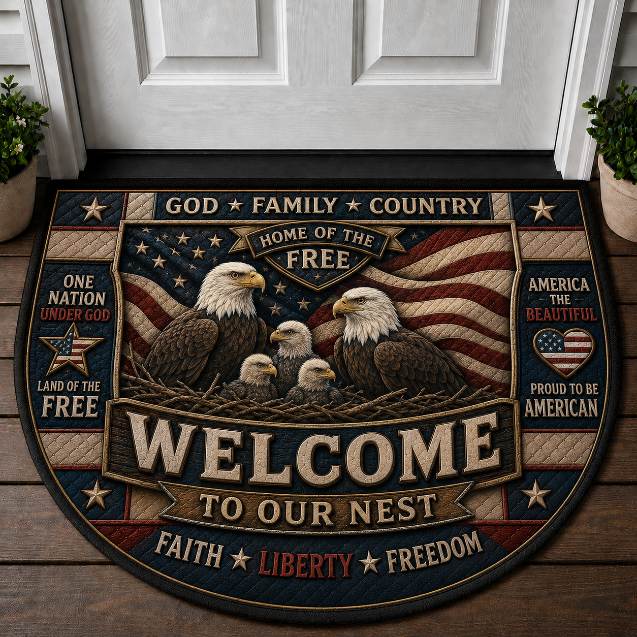 Stars And Stripes Welcome Mat - Patriotic American Flag Outdoor Doormat - 5to9vibe