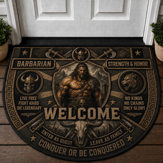 Barbarian Welcome Mat – "Strength & Honor" Viking Warrior Outdoor Doormat - 5to9vibe
