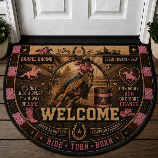 Barrel Racing Welcome Mat – "Ride Turn Burn" Cowgirl Western Doormat - 5to9vibe