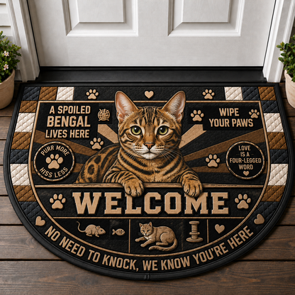 Celestial Black Cat Welcome Doormat - Witchy Moon & Stars Front Door Mat - 5to9vibe