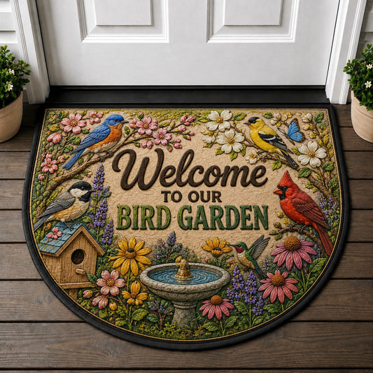 Welcome To Our Bird Garden Doormat - Floral Hummingbird Outdoor Mat - 5to9vibe
