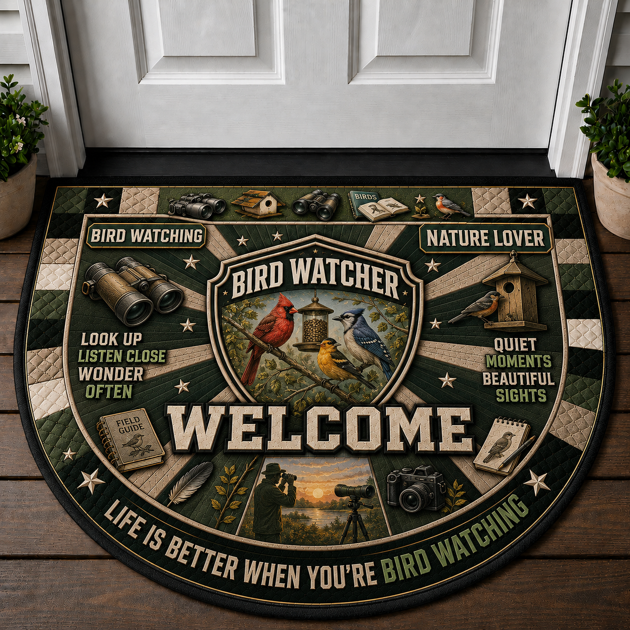 Bird Watchers Only People Tolerated Welcome Mat - Birding Nature Binoculars Doormat - 5to9vibe