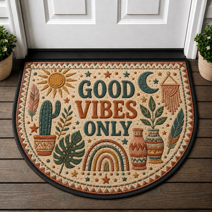 Welcome So Glad You're Here Doormat - Minimalist Boho Sun Abstract Welcome Mat - 5to9vibe