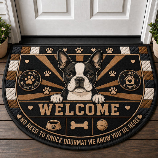 Boston Terrier Welcome Mat – "No Need To Knock" Home Decor Doormat - 5to9vibe