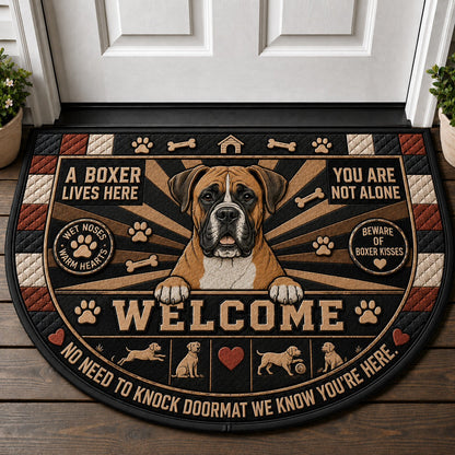 Boston Terrier Welcome Mat – "No Need To Knock" Home Decor Doormat - 5to9vibe