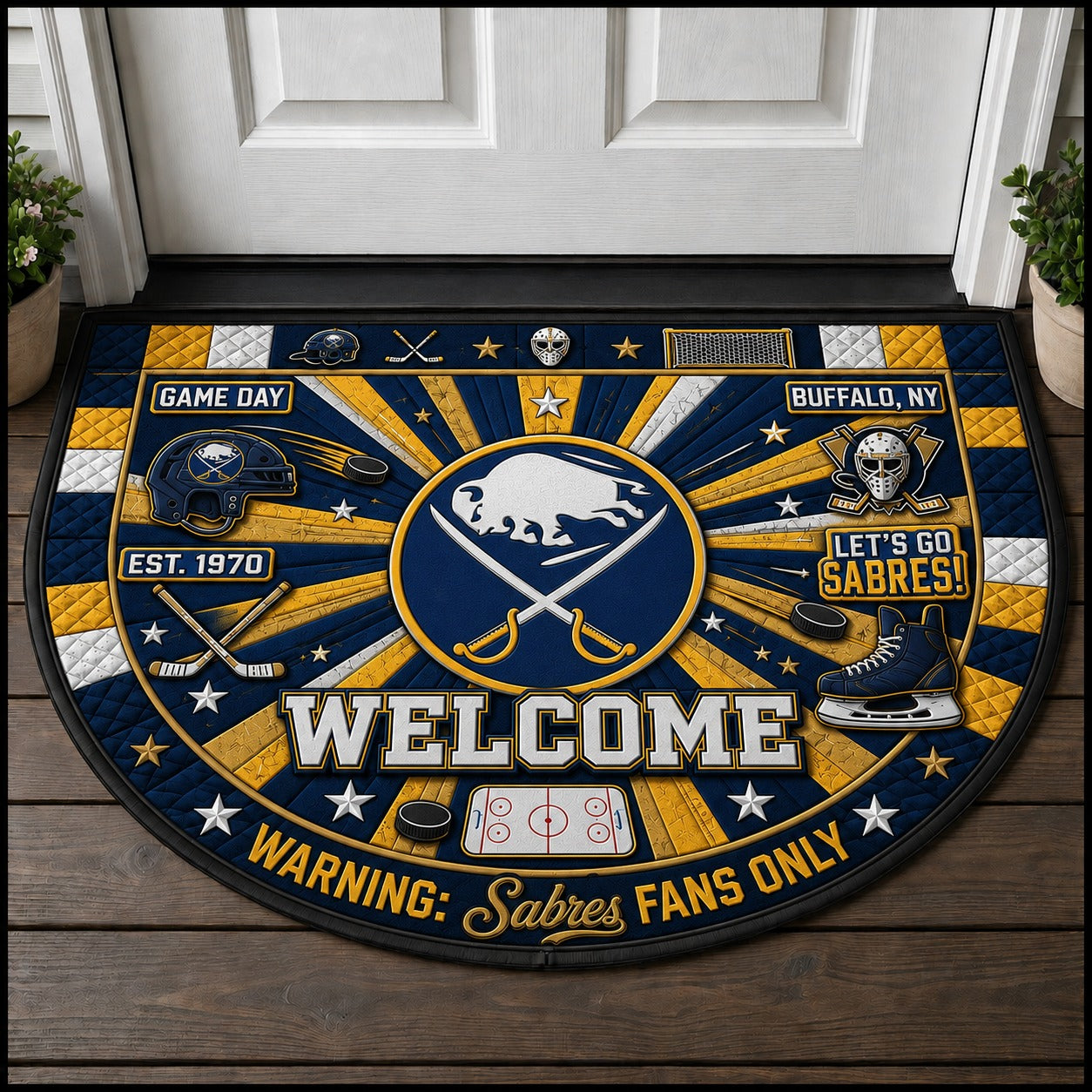 Hockey All Teams Custom Quilted Print Premium Welcome Mat – Personalized Baseball Doormat