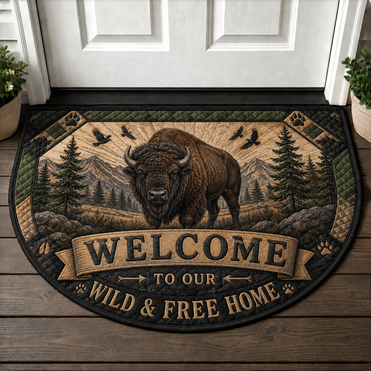 Moose Welcome Mat - Rustic Mountain Lake Wilderness Outdoor Doormat - 5to9vibe