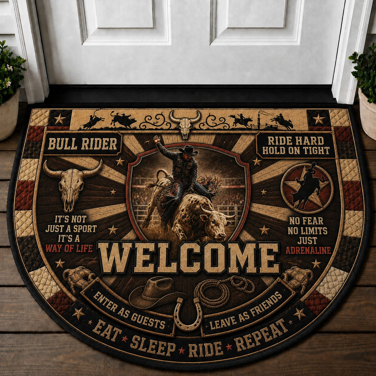 Longhorn Welcome Mat – "Longhorns Make Life Better" Texas Western Outdoor Doormat - 5to9vibe