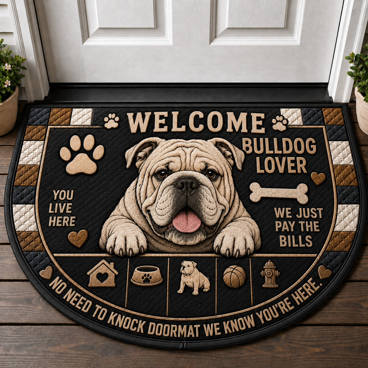 Boxer Welcome Mat – "A Boxer Lives Here" Funny Dog Breed Doormat - 5to9vibe