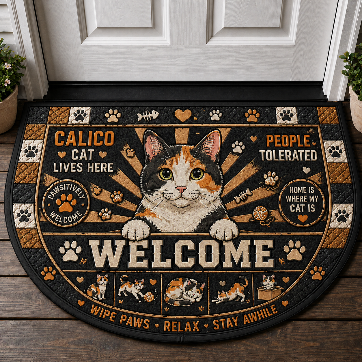 Multi Cat Home Doormat - Cats Rule You Just Live Here Welcome Mat - 5to9vibe