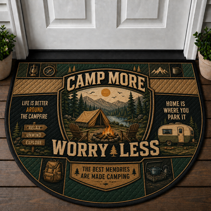 Welcome To Our Campsite RV Doormat - Trailer & Campfire Outdoor Welcome Mat - 5to9vibe