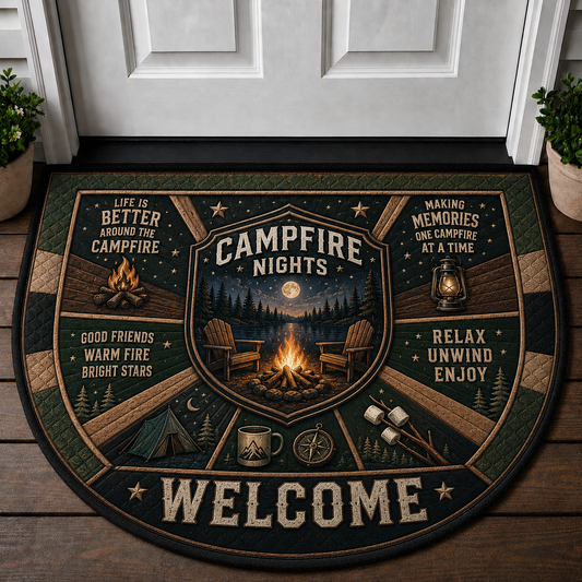 Campfire Nights Welcome Mat – Cozy Camping and Hiking Outdoor Doormat - 5to9vibe