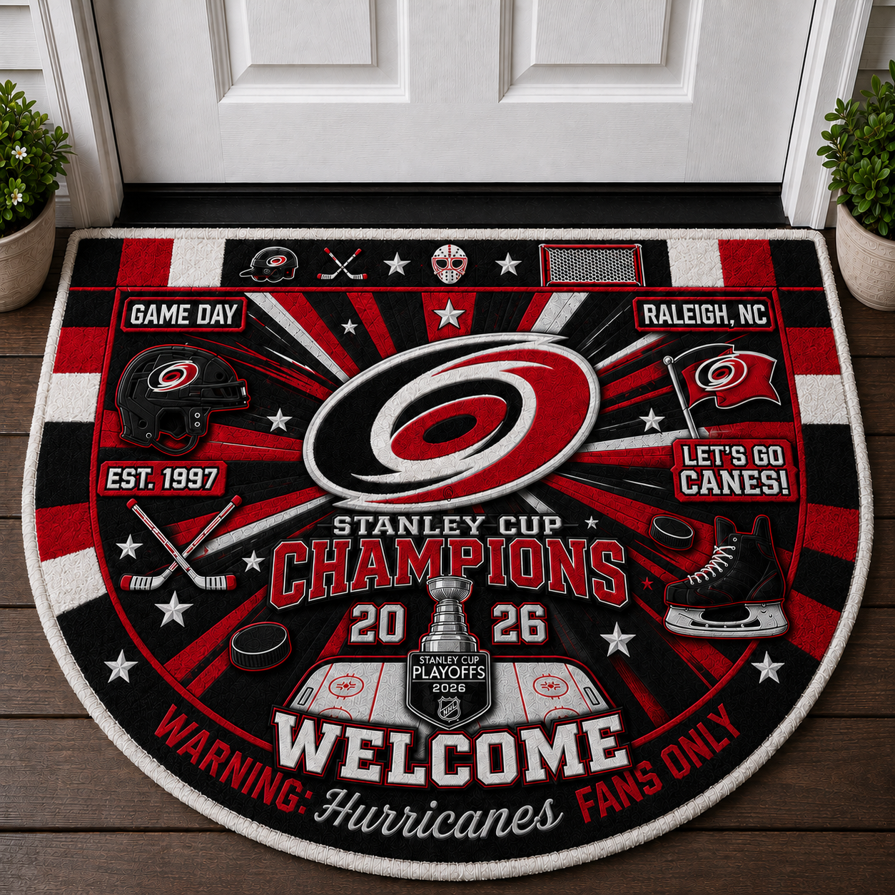 Hockey All Teams Custom Quilted Print Premium Welcome Mat – Personalized Baseball Doormat