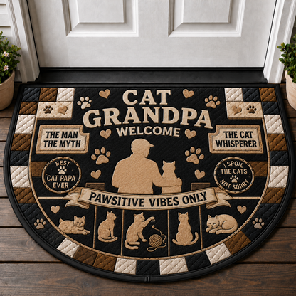 Cat Dad Welcome Doormat - Life Is Better With Cats Silhouette Mat - 5to9vibe