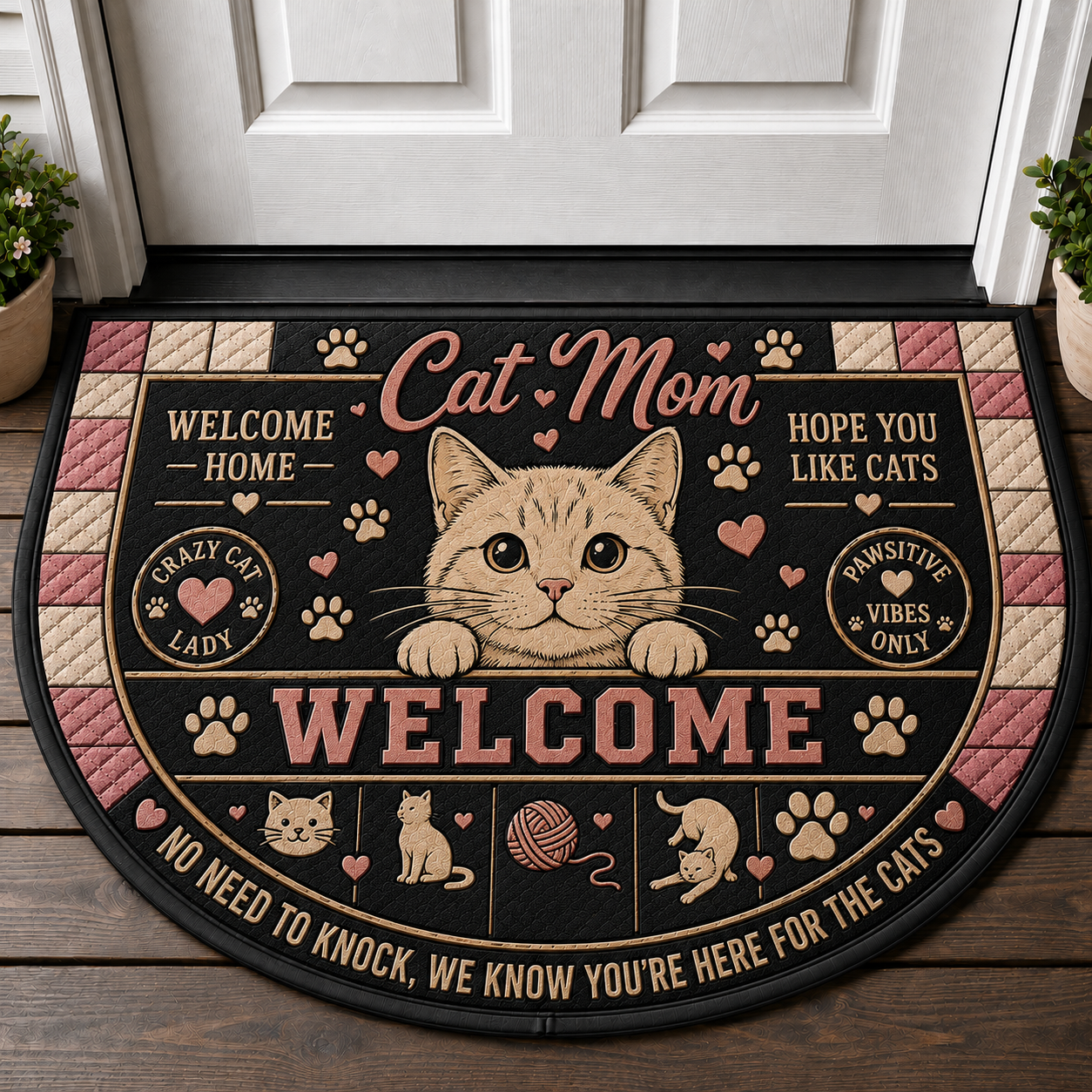 Cat Dad Welcome Doormat - Life Is Better With Cats Silhouette Mat - 5to9vibe