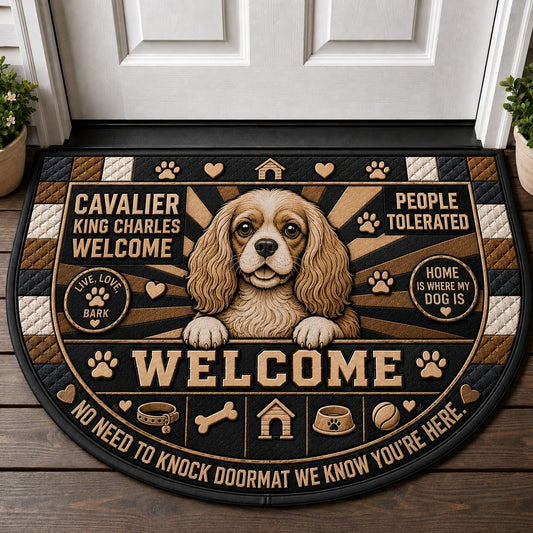 Cavalier King Charles Welcome Mat – "People Tolerated" Pet Doormat - 5to9vibe