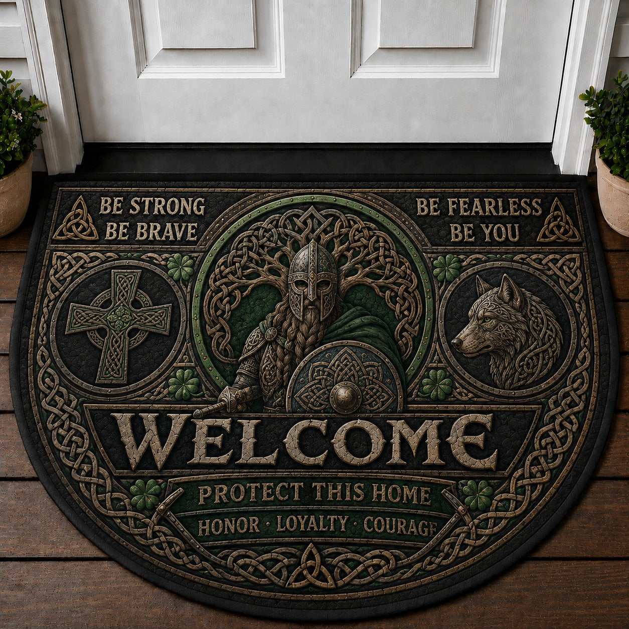 Viking Warrior Welcome Mat – "Til Valhalla" Norse Mythology Outdoor Doormat - 5to9vibe