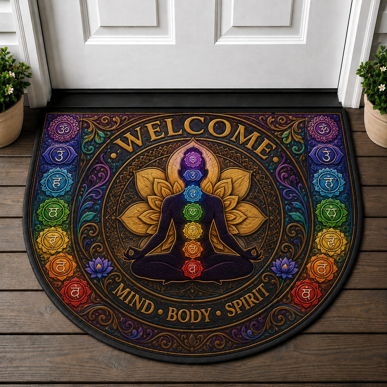Welcome To Our Zen Den Welcome Mat - Zen Buddha Bamboo Lotus Spiritual Rug - 5to9vibe