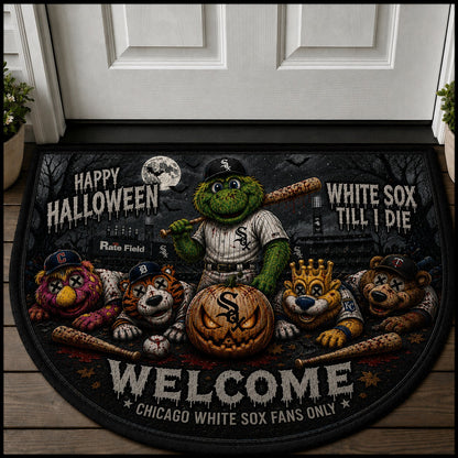 Baseball Halloween All Teams Custom Quilted Print Premium Welcome Mat – Personalized Baseball Doormat