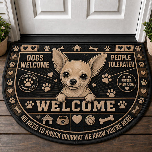 Chihuahua Welcome Mat – Dog Lover "People Tolerated" Outdoor Doormat - 5to9vibe