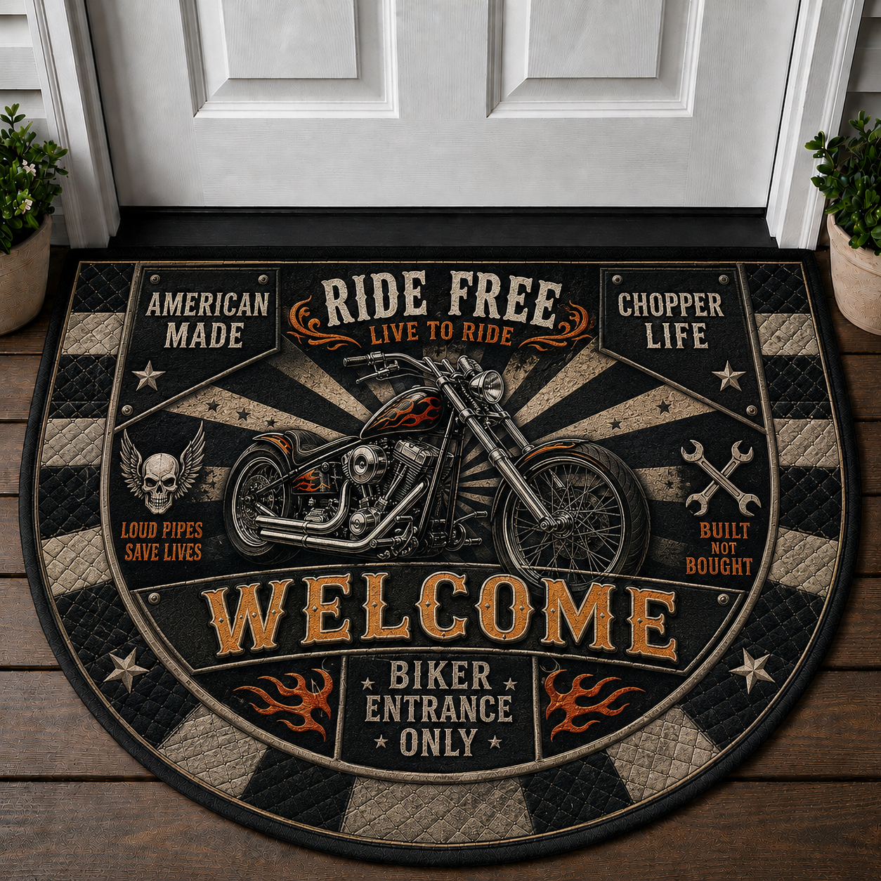 Motorcycle Garage Welcome Mat - Custom Built Biker Workshop Doormat - 5to9vibe