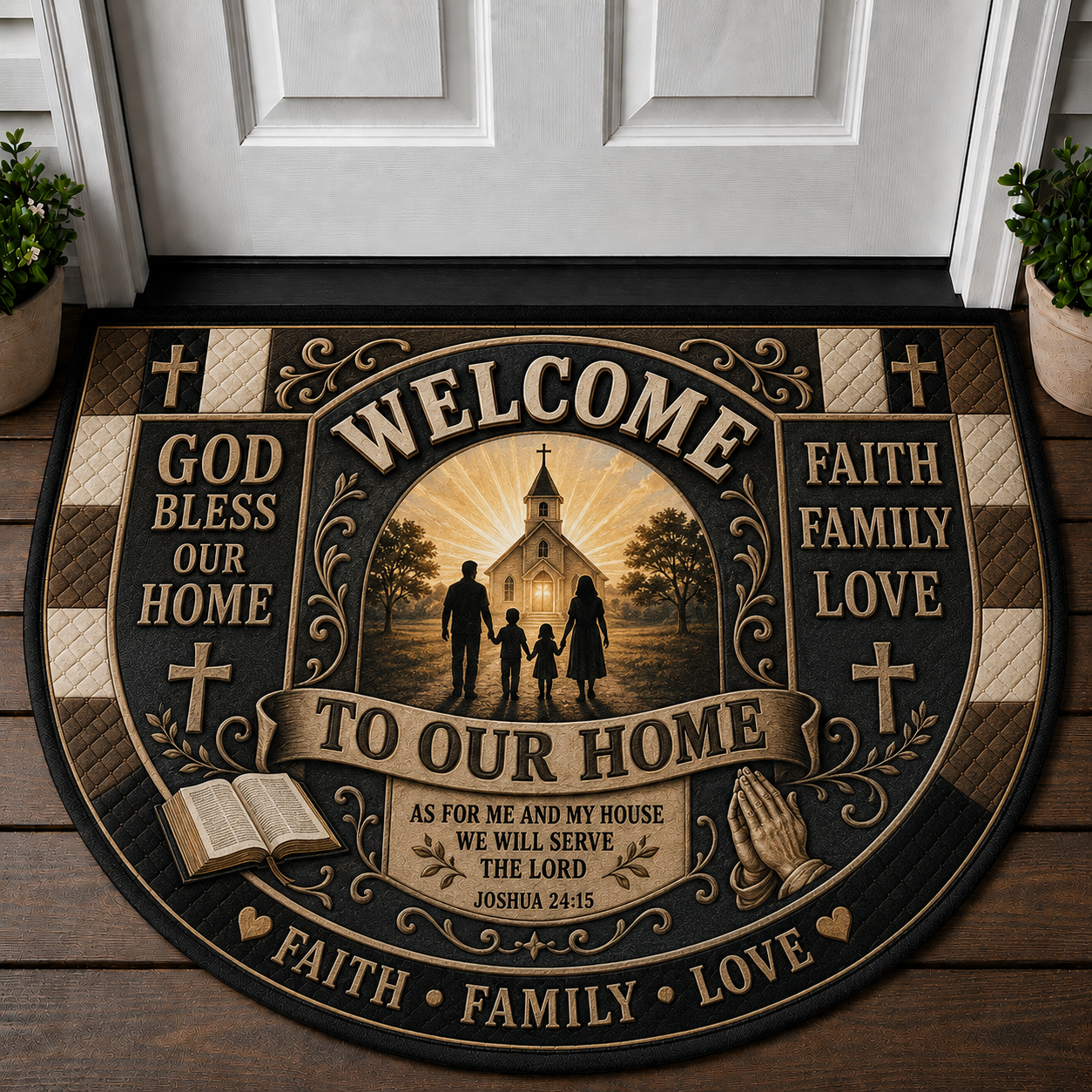 Prayer Warrior Welcome Mat - Full Armor Of God Christian Shield Doormat - 5to9vibe