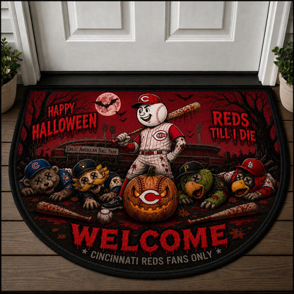 Baseball Halloween All Teams Custom Quilted Print Premium Welcome Mat – Personalized Baseball Doormat