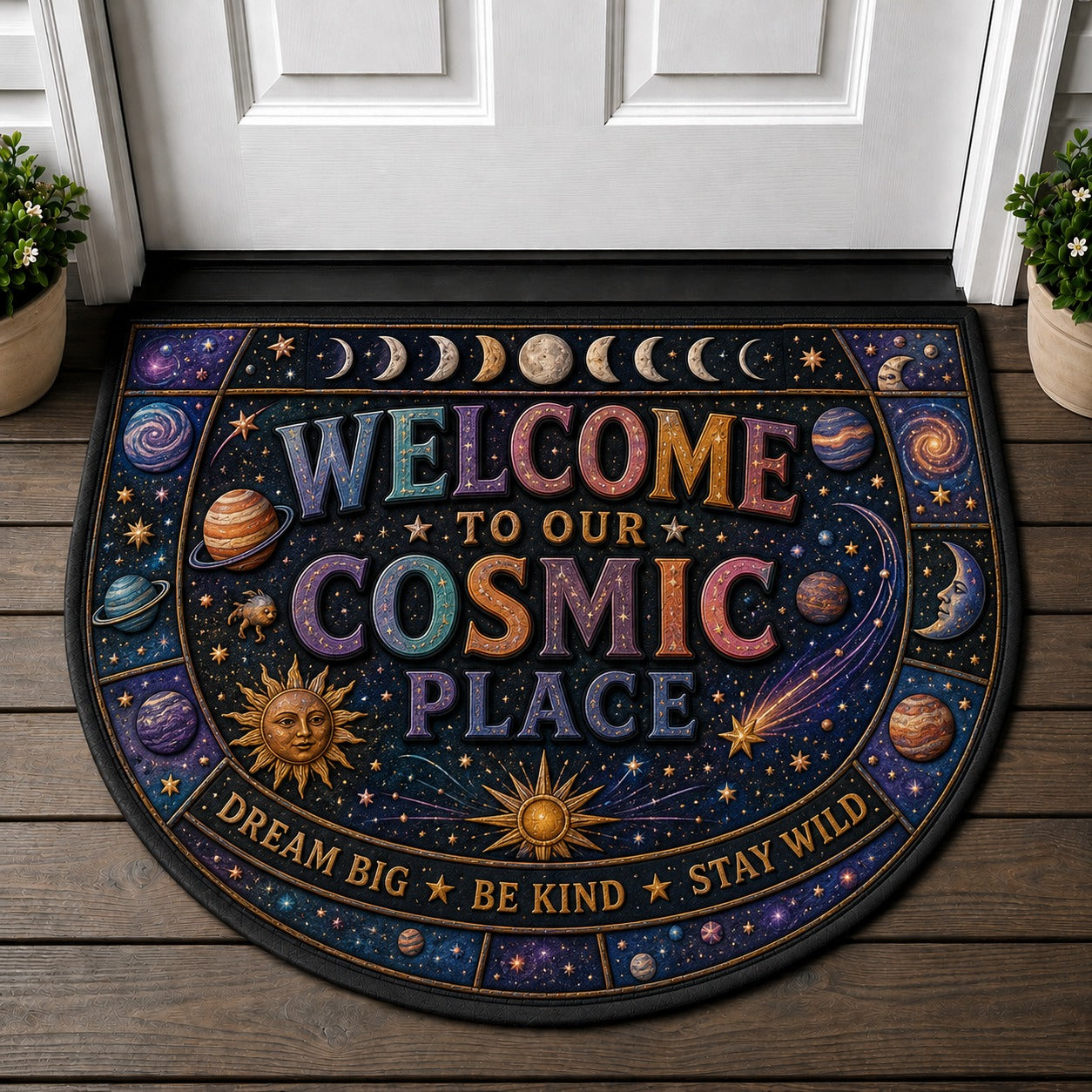Celestial Zodiac Welcome Mat - Astrology Sun Moon & Stars Front Doormat - 5to9vibe