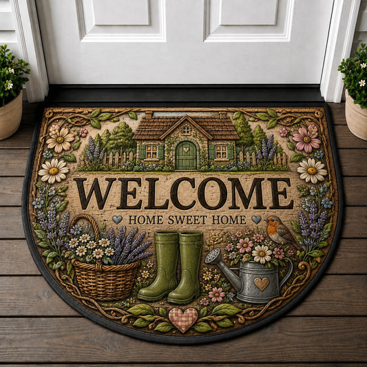 Welcome Home Sweet Home Doormat - Cottagecore Floral Garden Welcome Mat - 5to9vibe