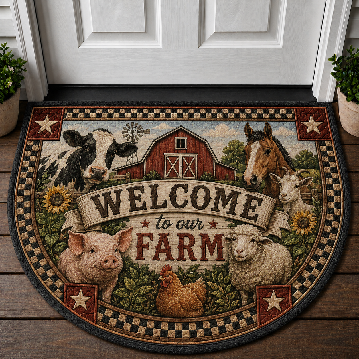 Welcome To Our Bee Farm Doormat - Come In & Buzz A While Honey Bee Welcome Mat - 5to9vibe