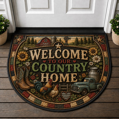 Welcome To Our Cozy Home Welcome Mat - Warmcore Lantern Knit Socks Hearth Decor Rug - 5to9vibe