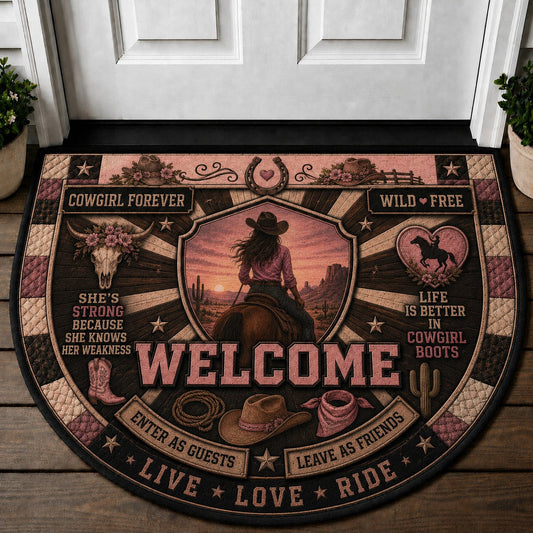 Cowgirl Welcome Mat – "Live Love Ride" Western Cowgirl Home Decor Doormat - 5to9vibe