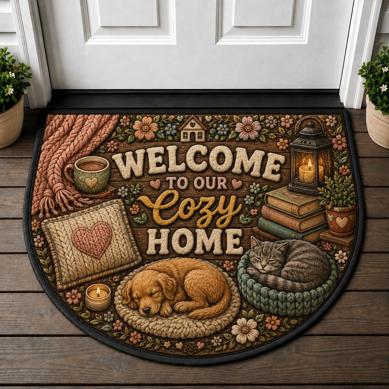 Welcome Peace & Love Doormat - Peace & Love Retro 70s Camper Guitar Welcome Mat - 5to9vibe
