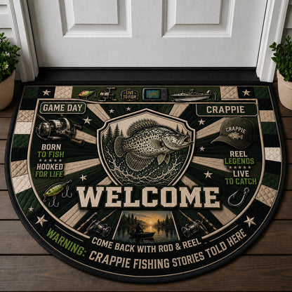 Crappie Fishing Lake Adventures Quilted Print Premium Welcome Mat – Personalized Doormat