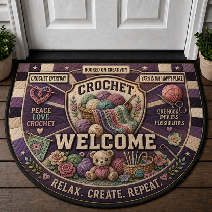 Welcome To My Sewing Room Doormat - Floral Sewing Machine Crafter Welcome Mat - 5to9vibe