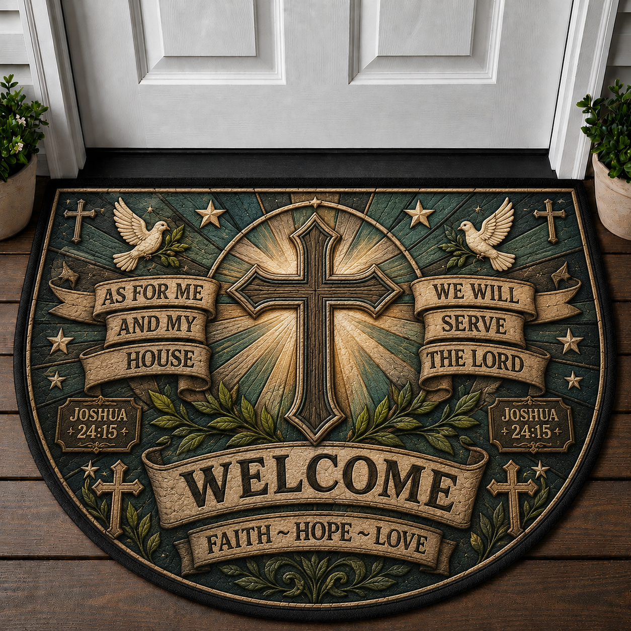 Trust In The Lord Welcome Mat - Proverbs Christian Cross & Bible Doormat - 5to9vibe