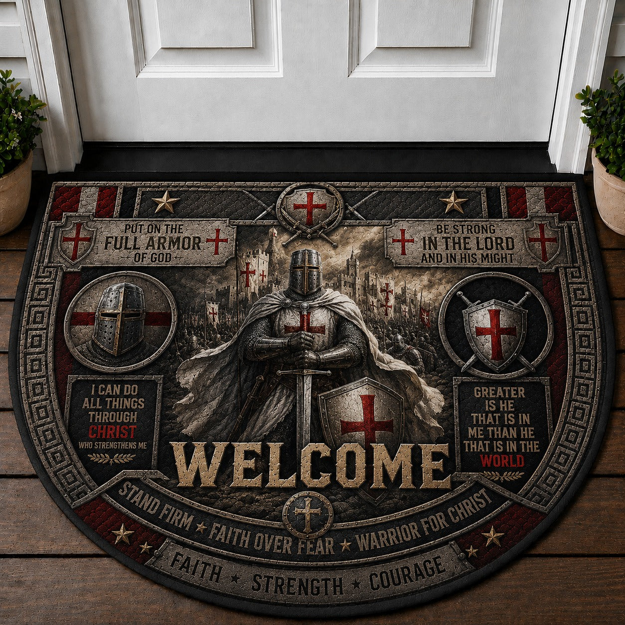 Samurai Welcome Mat – "Strength Honor Respect" Japanese Warrior Doormat - 5to9vibe