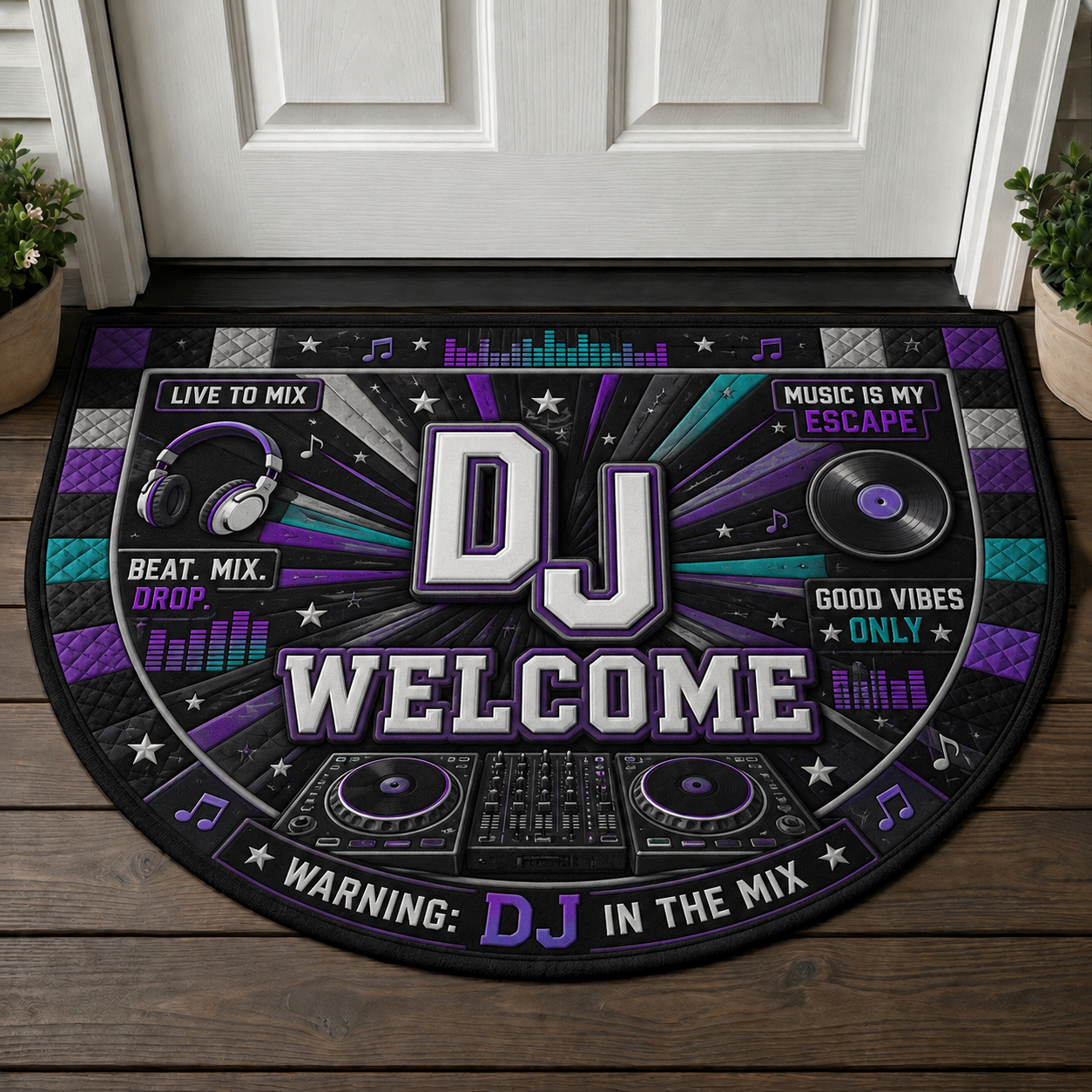 Vinyl Record Welcome Mat - Retro Music Lover Vinyl Room Doormat - 5to9vibe