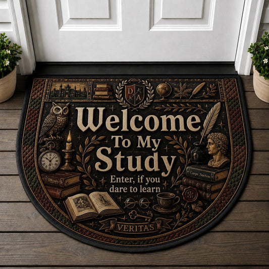 Welcome To My Study Doormat - Dark Academia Vintage Owl Book Welcome Mat - 5to9vibe